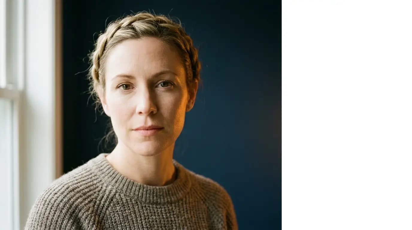 Nært portrett av en norsk leder med direkte, rolig blikk.